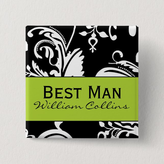 B&G Square Best Man Button (Front)