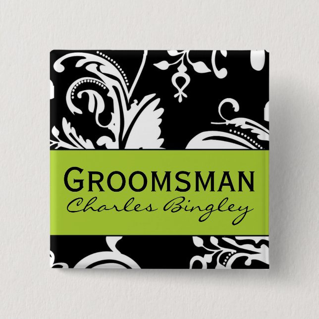 B&G Square Groomsman Button (Front)