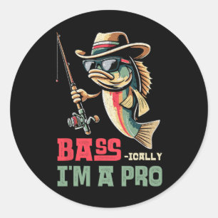 B-ically I Am A Pro Funny Fishing Lovers  Classic Round Sticker