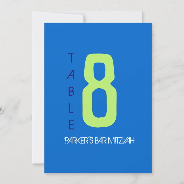 B Initial Bar Bat Mitzvah Table Seating Card (Front)