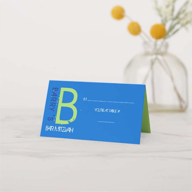 B INITIAL COLLECTION Bar Mitzvah Seating Escort Place Card (Front)
