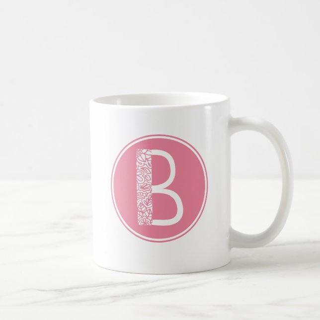 B Initial Floral Monogram Coffee Mug (Right)