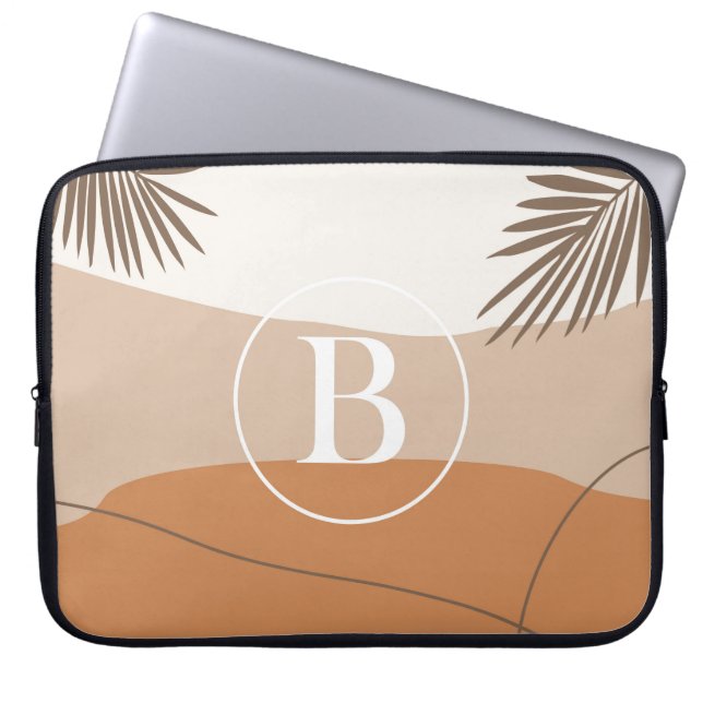 B - Initial Monogram Letter B Abstract Design Laptop Sleeve (Front)