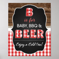 B is for Baby, BBQ & Beer Sign - Red Baby Q