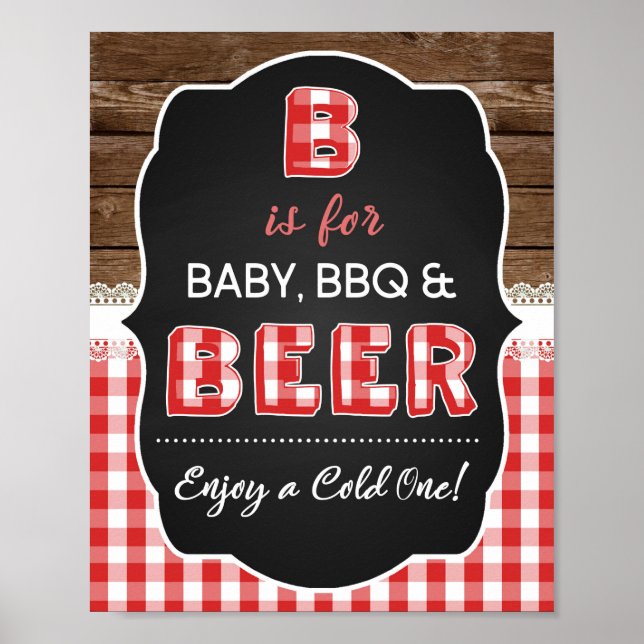 B is for Baby, BBQ & Beer Sign - Red Baby Q (Front)