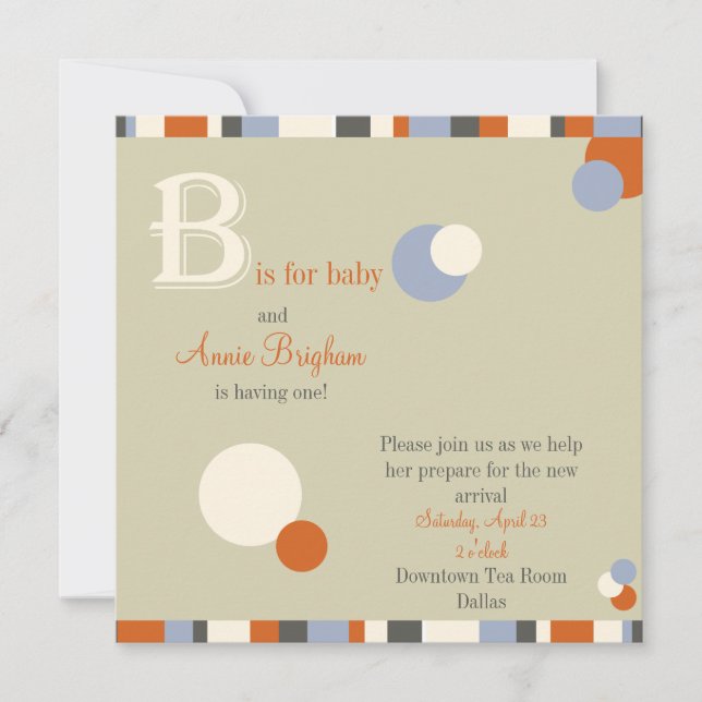 B is for Baby - Boy Baby Shower Invitation (Front)