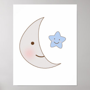 B is for Bear Moon and Star Art Poster