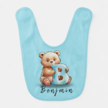 B is for Bear – Personalised Baby Bib