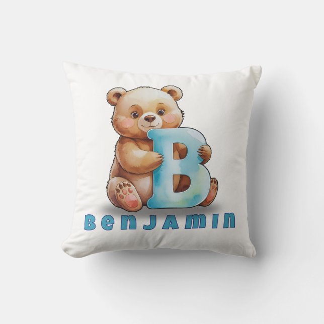 B is for Bear – Personalised Baby Pillow  (Front)