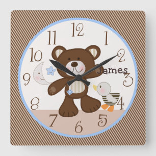 B is for Bear/Teddy Kid's Baby Nursery Clock