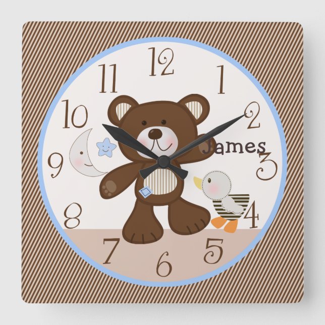 B is for Bear/Teddy Kid's Baby Nursery Clock (Front)