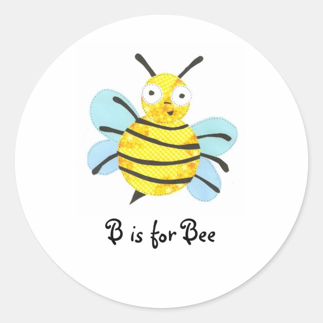 B is for Bee Classic Round Sticker (Front)