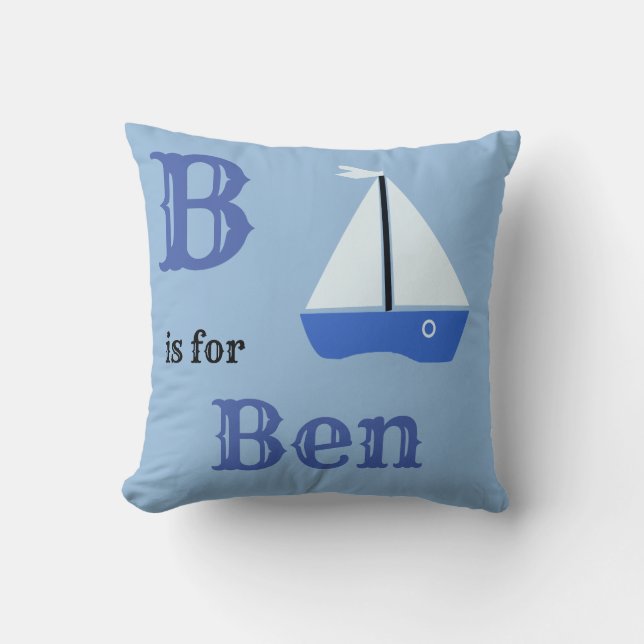 B is for Ben baby boy  Throw Pillow (Front)