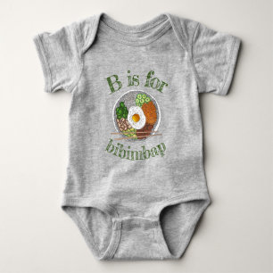 B is For Bibimbap Korean Food Cooking Cuisine  Baby Bodysuit