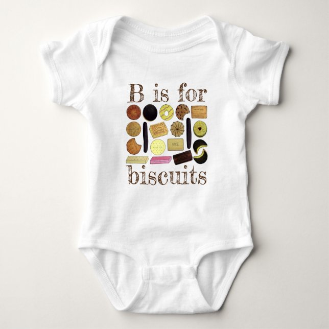 B is for Biscuits UK British Cookies Digestives Baby Bodysuit (Front)