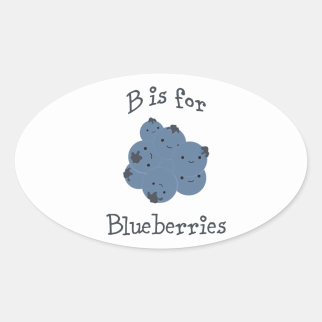 B is for Blueberries Oval Sticker (Front)