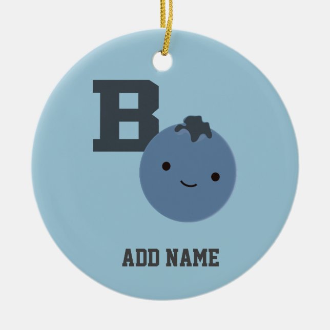 B is for Blueberry Ceramic Tree Decoration (Front)