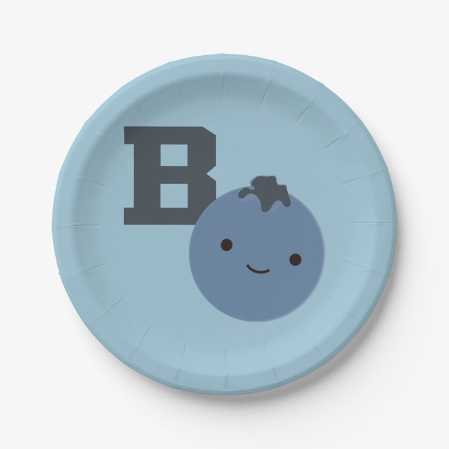 B is for Blueberry Paper Plate (Front)
