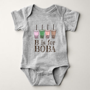 B is For Boba Bubble Tapioca Pearl Milk Tea Baby Bodysuit