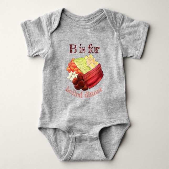 B is for Boiled Dinner New England Dinner Meal Baby Bodysuit (Front)