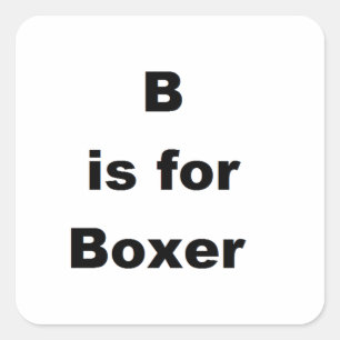 b is for boxer square sticker