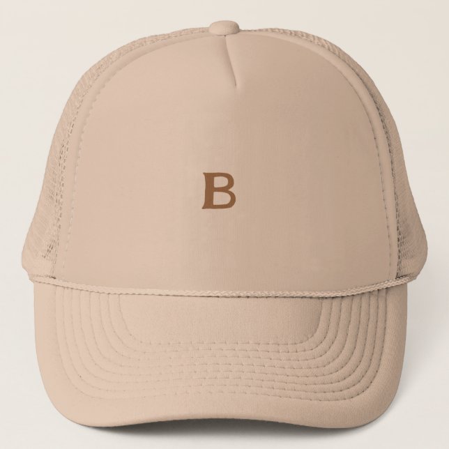 B Letter printed Monogram Initial Trucker Hat (Front)