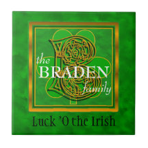 B "Luck of the Irish" Family Custom Monogram Tile