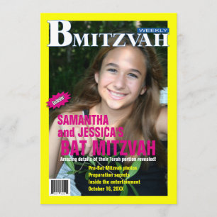 B Mitzvah Magazine Invitation, B'Not Invitation