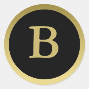 B :: Monogram B Elegant Gold and Black Stickers