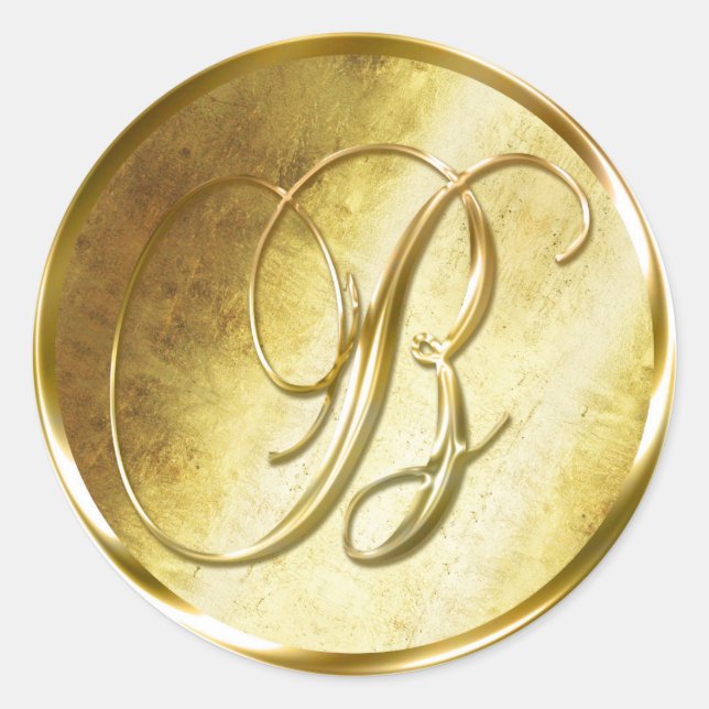 B Monogram Faux Gold Envelope Seal Stickers (Front)