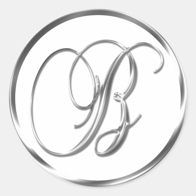 B Monogram Faux Silver Envelope Or Favour Seal (Front)