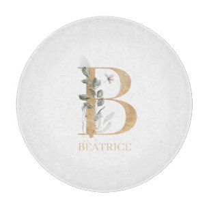 B Monogram Floral Personalised Cutting Board