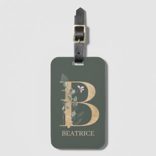 B Monogram Floral Personalised Luggage Tag