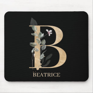 B Monogram Floral Personalised Mouse Pad