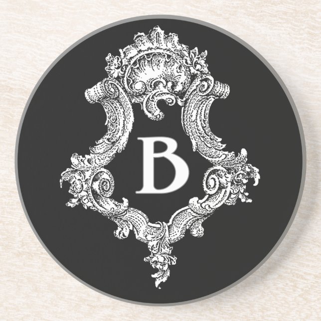 B Monogram Initial Coaster (Front)
