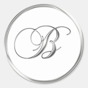 B Monogram Letter Sliver On White Wedding Seal