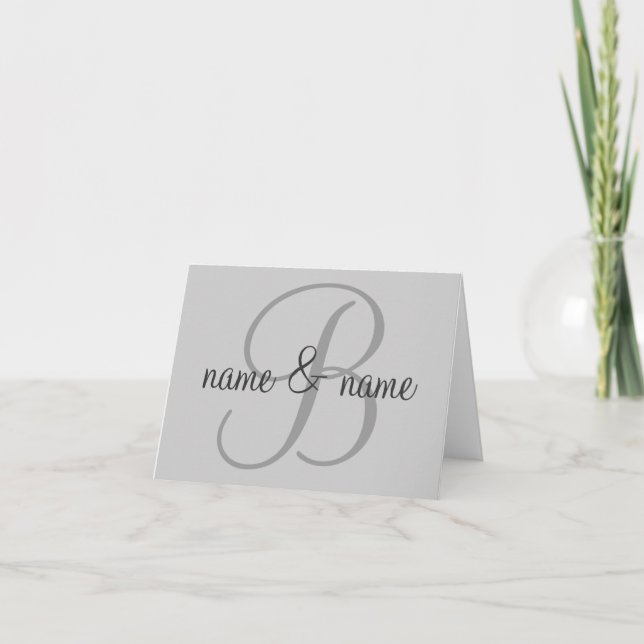 "B" monogram note card - personalise first names (Front)