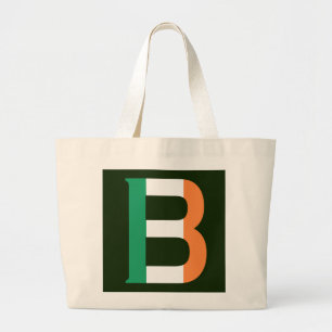 B Monogram overlaid on Irish Flag jtcnt Large Tote Bag