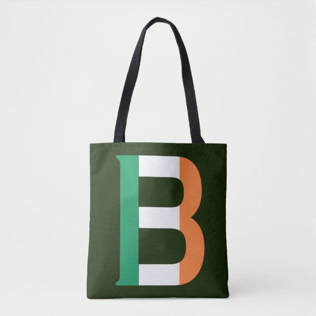 B Monogram overlaid on Irish Flag stcnt Tote Bag (Front)