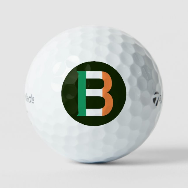 B Monogram overlaid on Irish Flag tmtp5 gbcnt Golf Balls (Front)