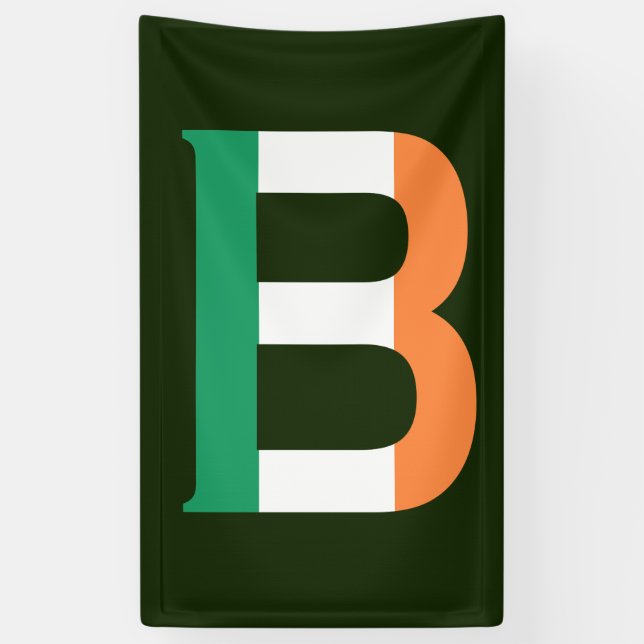 B Monogram overlaid on Irish Flag (v) bnrcnt Banner (Vertical)
