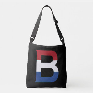 B Monogram overlaid on NLD Flag on bk cbbcn Crossbody Bag
