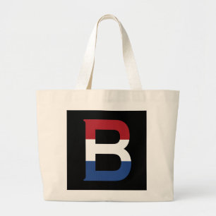 B Monogram overlaid on NLD Flag on bk jtcnt Large Tote Bag