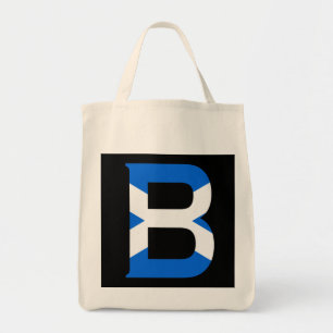 B Monogram overlaid on Scottish Flag gtcnt Tote Bag
