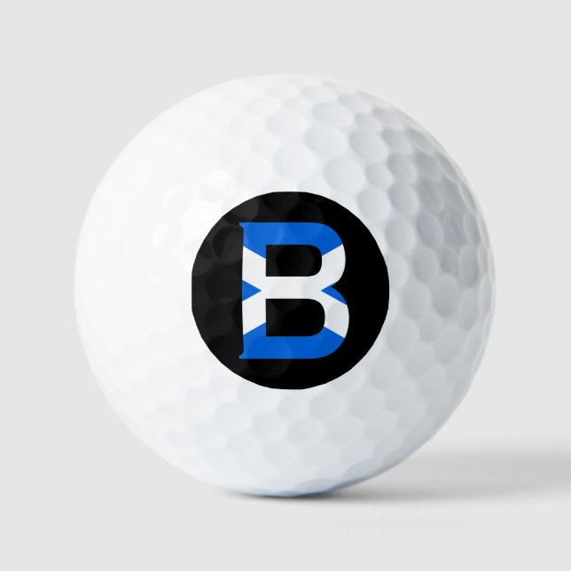 B Monogram overlaid on Scottish Flag va gbt Golf Balls (Front)