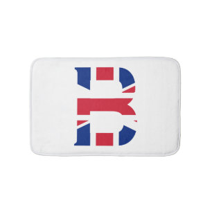 B Monogram overlaid on Union Jack Flag bmcnt Bath Mat