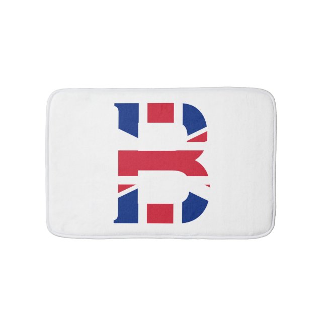 B Monogram overlaid on Union Jack Flag bmcnt Bath Mat (Front)