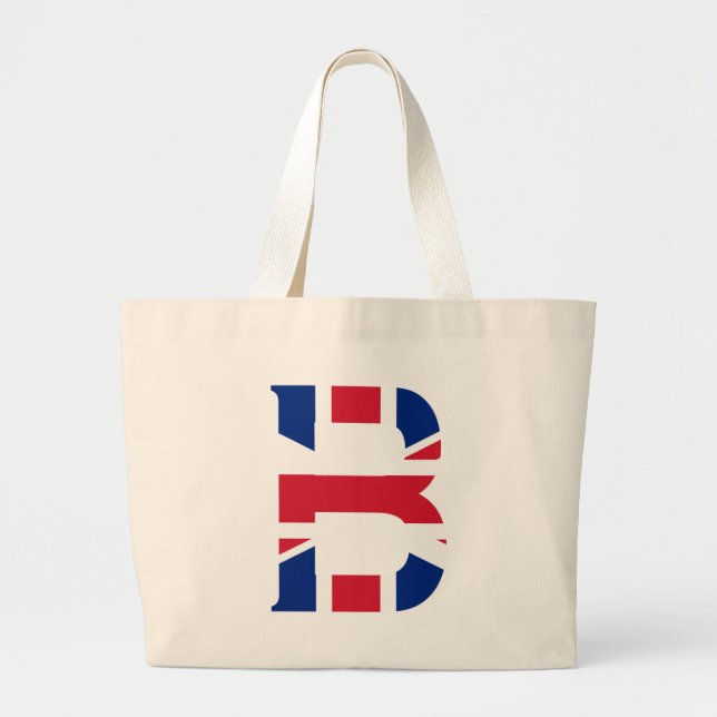 B Monogram overlaid on Union Jack Flag jtcnt Large Tote Bag (Front)