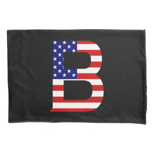 B Monogram overlaid on USA Flag bedpccn Pillowcase
