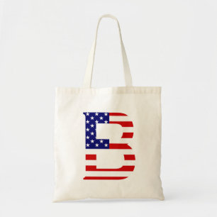 B Monogram overlaid on USA Flag btcn Tote Bag